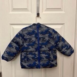 Swiss Tech Kids Camo Puffer Jacket - Blue and Gray